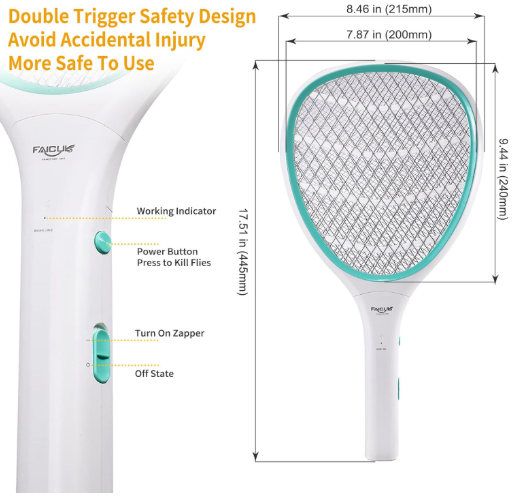 Handheld Bug Zapper Racket Electric